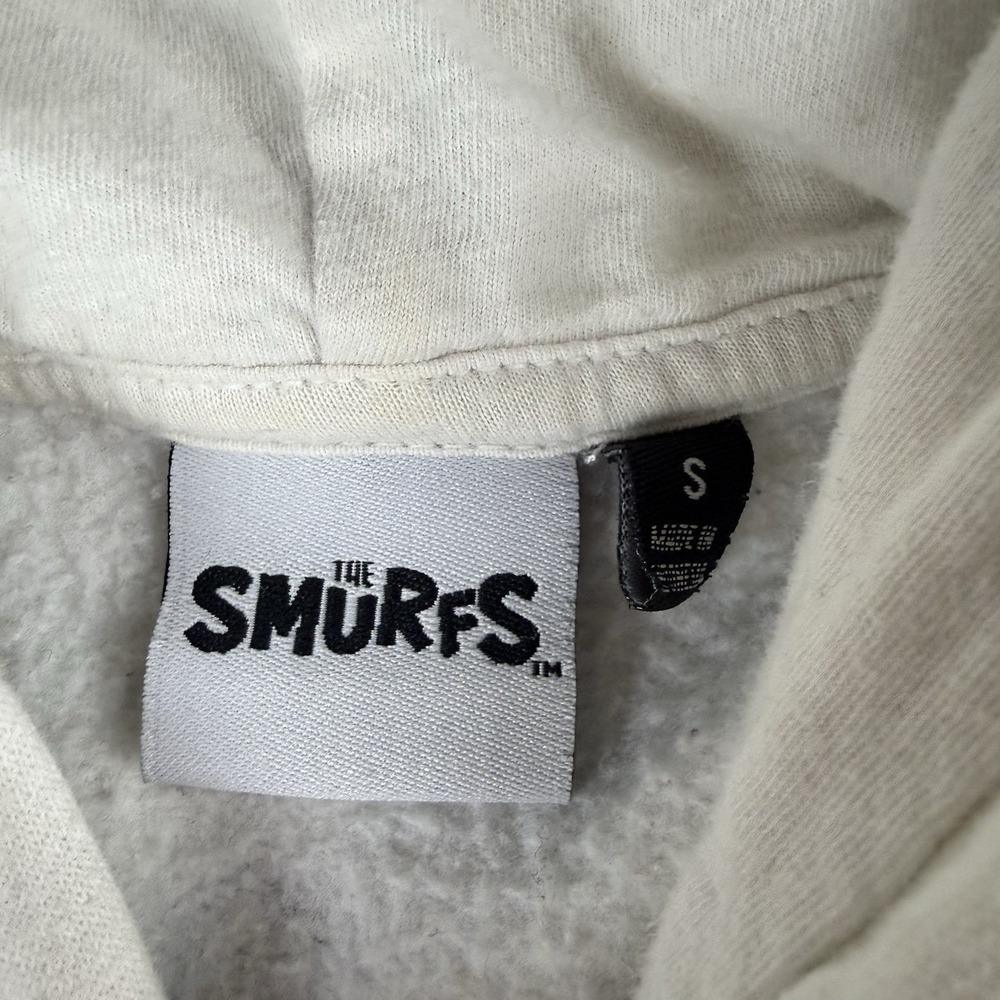 Smurfs Graphic Pullover Hoodie Small White Mushroom‎ Cartoon Streetwear Airbrush - Picture 4 of 10